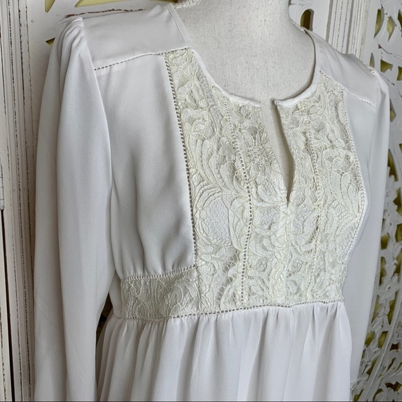 Daniel Rainn White Lace Peasant Blouse - Picture 2 of 4